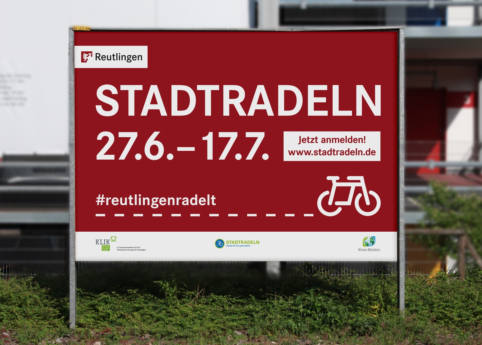 Großflächenplakat der Stadt Reutlingen für das Stadtradeln